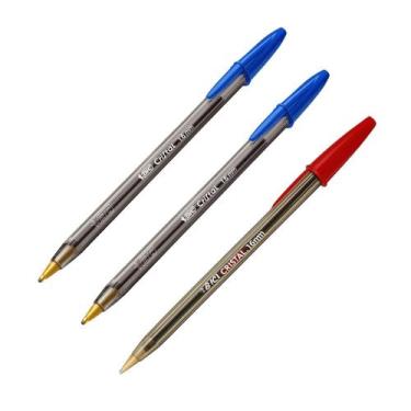 Imagem de Kit 3 Canetas Esferográfica Bic Cristal Intenso 1.6mm Ponta Grossa  Es