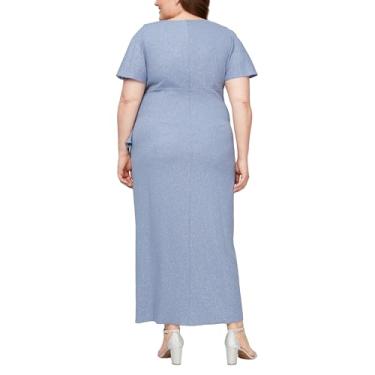 Imagem de S.L. Fashions Vestido feminino longo decote V mãe da noiva cintura império, vestido de convidada de casamento (tamanho grande), Periwinkle, 50