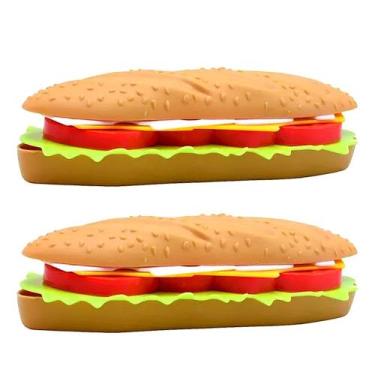 Imagem de 2 Lanche Brinquedo com Partes de Montar Hambúrguer Baguete Comidinha F
