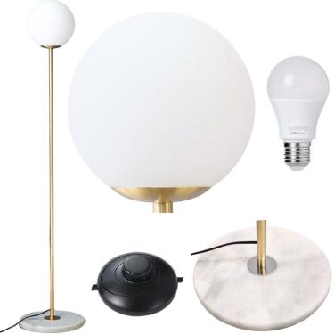 Imagem de Luminária Poste Piso 169Cm Jabuticaba Mármore Globo Gimpo