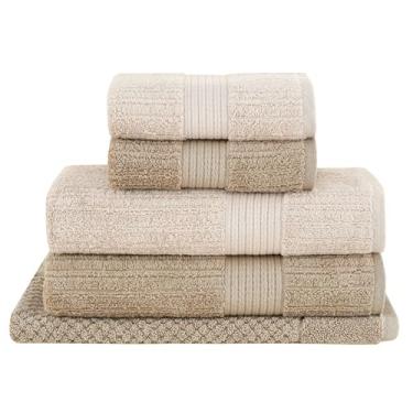 Imagem de Jogo de Toalhas Buddemeyer Fio Penteado Canelado Gigante Bege/Bege 5 peças
