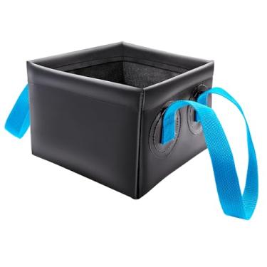 Imagem de Anglekai Balde de água para churrasqueira, tanque de enterrado, dobrável, sem cerdas, para limpador de churrasco, tanque para limpeza a vapor (azul + preto)