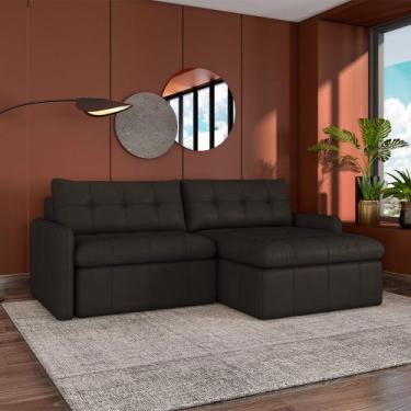 Imagem de Sofá Retrátil Bipartido Sala de Estar Belém 224cm Couro Marrom G52 - G
