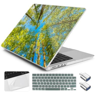 Imagem de Yebiseven Capa para MacBook Pro M4 de 14 polegadas 2025 2024 2023 2021 modelo A3112/A3401/A3185/A2918/A2992/A2779/A2442 M3 M2 M1, capa rígida com capa de teclado + película trackpad + adaptador OTG