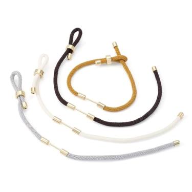 Imagem de Spritewelry Pulseiras de nylon ajustáveis para mulheres, pulseiras trançadas da amizade, 4 peças, pulseiras de cordão deslizante torcido com achados de latão dourado para acessórios de fabricação de