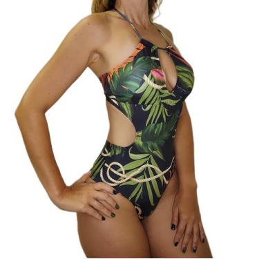 Imagem de Maiô Engana Mamãe Lateral Larga Com Bojo - Vila Beach Wear, G, Preto e