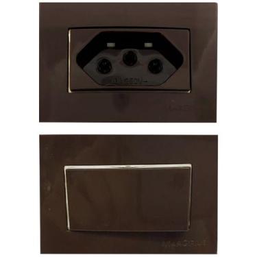 Imagem de 3 Tomada para Móvel 3 Pinos 10a + Interruptor Simples Embutir Marrom M