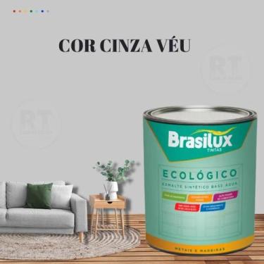 Imagem de Esmalte Sintético Brasilux Base Água Ecologico Cor Cinza 800ML Brilhan