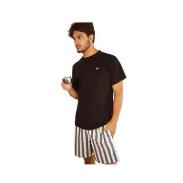 Imagem de Pijama Adulto Masculino Básico Curto Verão Algodão Short Listrado - Na