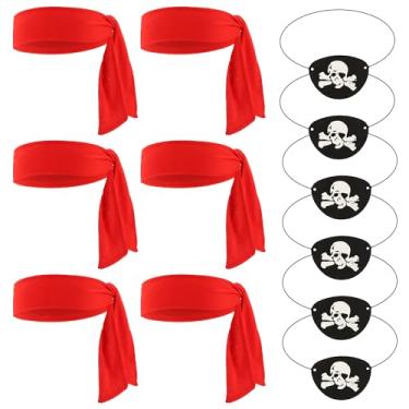 Imagem de Chanaco 12 peças acessórios de pirata fantasia feminina bandana de pirata suprimentos para homens tapa-olhos e faixa de cabeça roupa lembrancinha de festa para cosplayer
