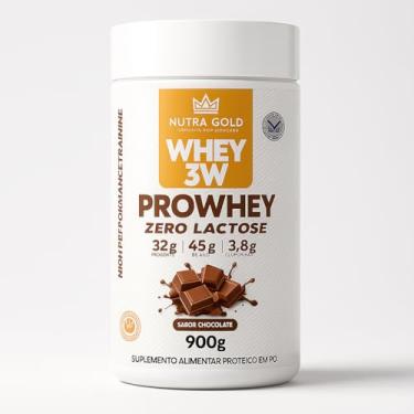 Imagem de Whey Protein 3w Nutra Gold Zero Lactose Pote 900g com 32g de Proteina por dose (900, Chocolate)