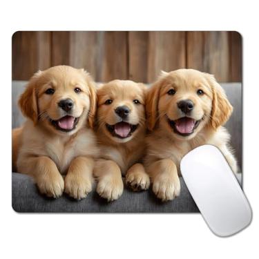 Imagem de Mouse pad fofo para três cães para mesa, computador portátil, pequeno mouse pad para laptop sem fio, 24 cm x 20 cm, design de base de borracha antiderrapante, superfície lisa para casa, escritório e