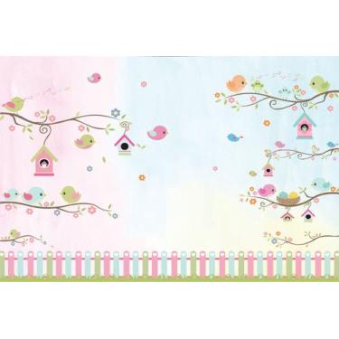 Imagem de Painel De Tecido Sublimado Jardim Encantado Azul e Rosa - Fabrika De F