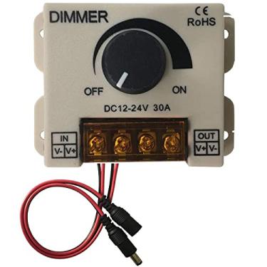 Imagem de Dimmer de luz de LED, controlador de regulação de intensidade PWM DC12V-24V 30A PWM para botão regulador de intensidade de intensidade de intensidade de luz ON/OFF com cabos de extensão 20AWG para
