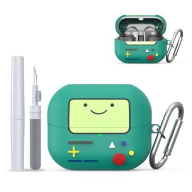Imagem de Capa fofa para Galaxy Buds 3 Pro/Buds3 (2024), capa de proteção de silicone macio com desenho 3D engraçado compatível com Samsung Buds 3 acessórios com chaveiro e kit de limpeza (verde)