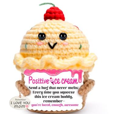 Imagem de Positive ice Cream Crochet Gifts, Gift for Myself, Fathers Day, Teathers Day, Mothers Day, Boyfriend and Girlfriend Small, Mood-Boosting Desk Decor (ice Cream-mom)