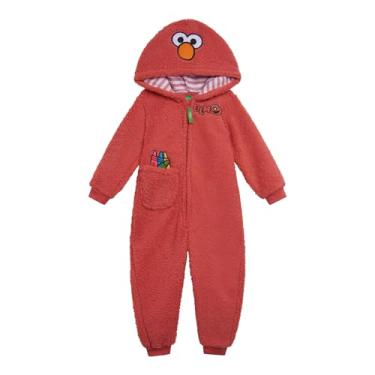 Imagem de Sesame Street Macacão aconchegante de lã de ovelha com zíper para cosplay de recém-nascidos a bebês (recém-nascido - 4T), Elmo, vermelho, 3T