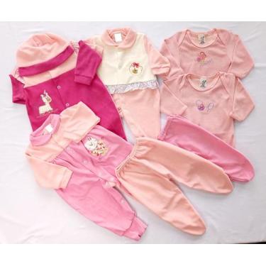 Imagem de Kit Macacão e Conjunto de Body em Plush Light - 7 Peças - Rosa - Nethu