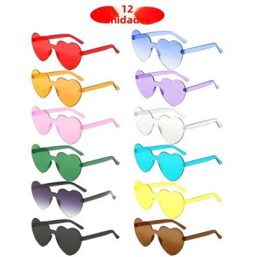 Imagem de 12 Óculos de Sol Femininos Formato Coração - Estilo Gatinho Sem Aro, 1