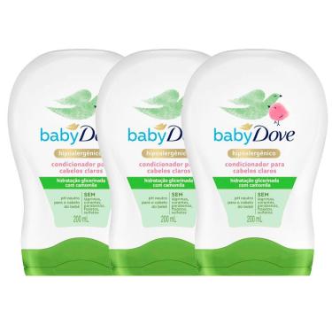 Imagem de Condicionador Dove Baby Hidratação Enriquecida Cabelos Claros com 200ml | Kit com três unidades