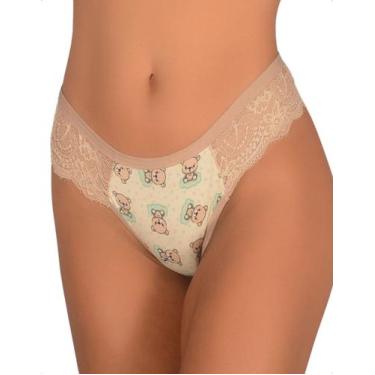 Imagem de Calcinha Fio Dental Estampada Renda Lateral Conforto Elegante Moda Int