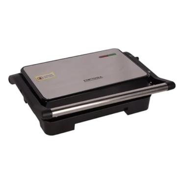 Imagem de Sanduicheira Grill Elétrico Torradeira Placas Antiaderentes Removíveis Grelha Carnes Inox 220V