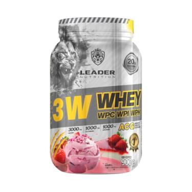 Imagem de Leader Nutrition 3W Whey ACG, Suplemento Proteico com WPC, WPI, WPH, Arginina, Creatina e Glutamina, 20g Proteína por Porção, 900g, 4 Sabores (900g, Morango)