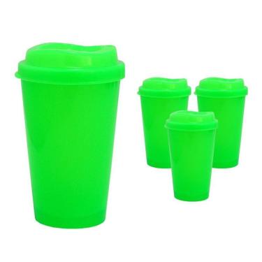 Imagem de Kit 4 Copos Mug Verde Neon 320Ml Plástico Premium