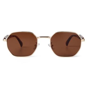 Imagem de VFDHN Óculos de sol retrô hexagonal feminino e masculino, armação de metal com proteção UV400 (4)