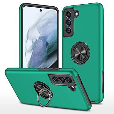 Imagem de SORAKA Capa para Samsung Galaxy S21 FE 5G com suporte de anel invisível e placa de metal para montagem magnética em carro Capa rígida para PC Capa Samsung Galaxy S21 FE 5G Capa