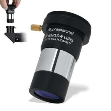 Imagem de Lente Barlow 2X, Syxspecial Lente Barlow de metal totalmente multi-revestida com rosca M42 com interface de conexão de câmera de rosca M42 para ocular de telescópio