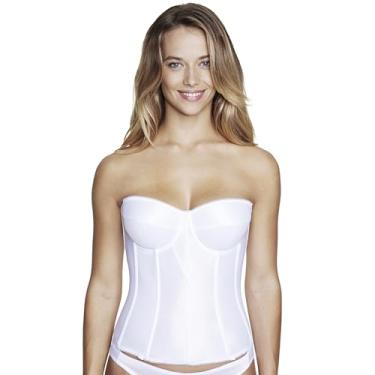 Imagem de Dominique Sutiã feminino sem alças Juliette cetim longo bustiê nupcial #8950 – Suporte total - Lingerie para mulheres, Branco, 34B