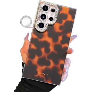 Imagem de I-MGAE-IN-AR Capa compacta para Samsung Galaxy S23 Ultra Amber Leopard design de moldura de proteção de lente de câmera, capa protetora de TPU macio e fino à prova de choque para mulheres