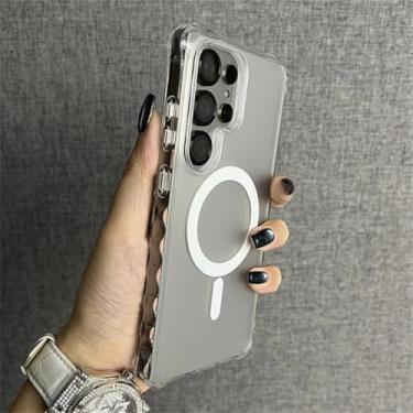 Imagem de Capa protetora para celular Armor Wave Curly Antiderrapante para Samsung S24 S25 Ultra S23 Plus, capa fosca de luxo com carregamento sem fio (para Galaxy S23/Branco)