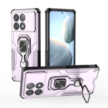 Imagem de SORAKA Capa para Xiaomi Poco X6 Pro 5G com suporte de metal rotativo de 360 graus, peça magnética de ferro para suporte magnético de telefone e carro, roxo