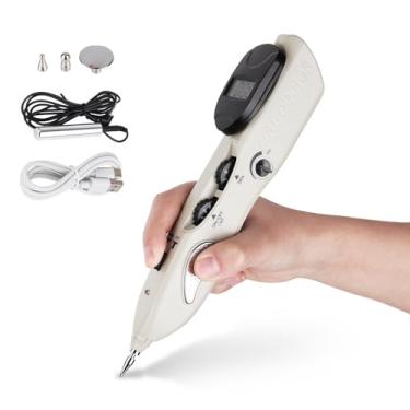 Imagem de Caneta eletrônica de acupu/ncture, localizador automático de acup/pomada com 10 níveis de intensidade e sensibilidade, 3 cabeças de substituição para pescoço, ombro e rosto LY-508B