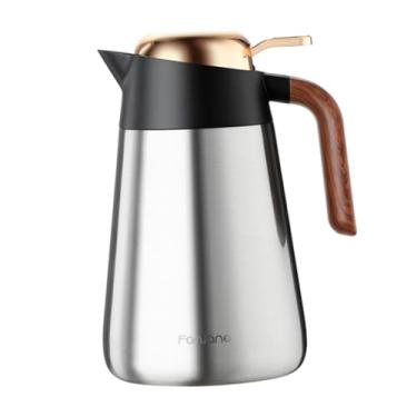 Imagem de predolo Jarra com isolamento a vácuo V Pour, pote térmico com tampa, jarra de café de aço inoxidável 1600ml para leite, líquidos quentes e churrasco, Prata