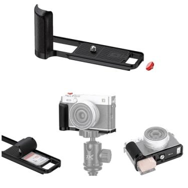 Imagem de JJC Suporte em L e botão de obturador de metal para câmera Fuji Fujifilm X-E5 XE5, aderência de silicone, almofadas antiderrapantes com suporte para cartão SD, placa de liberação rápida Arca Swiss e