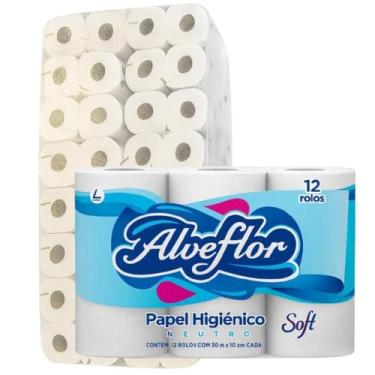 Imagem de Papel Higiênico Alveflor Soft 30Mts Fardo 48 Rolos