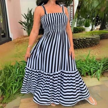 Imagem de Vestido Longo Listrado Plus Size De Alcinha Tendência Verão 2025 Model