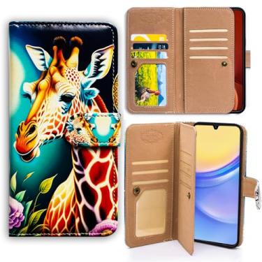 Imagem de Bcov Capa para Revvl 8, Girafa Flores Multifunções Couro Capa Flip Capa Carteira com Vários Slots de Cartão Bolso Alça de Pulso para T-Mobile Revvl 8
