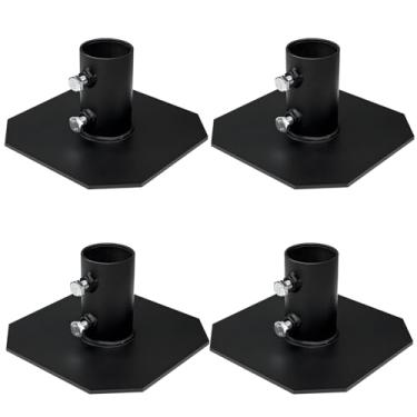 Imagem de 4 peças de ferragens de placa de base de doca estacionária, placa de base de aço galvanizado 20,32 cm x 20,32 cm, suportes de ferragens de doca resistente para poste de tubulação de pé evitam afundar