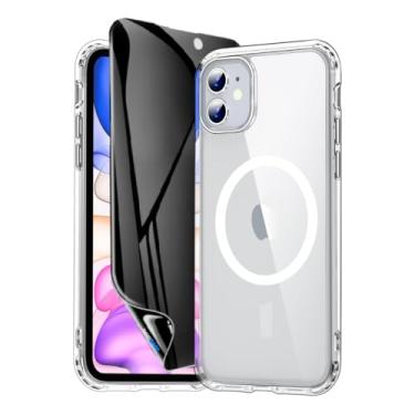 Imagem de Capa Capinha Case Magnética Carregamento por Indução E Película de Cerâmica Privacidade Fosca Para iPhone (iPhone 11)