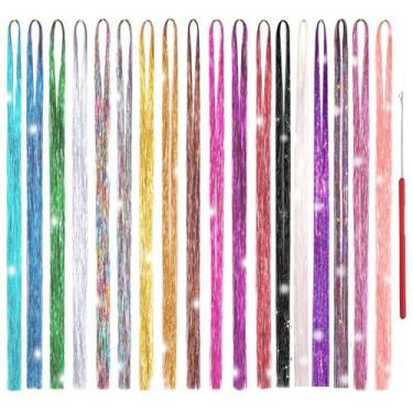 Imagem de Kit de enfeites de cabelo Edoneery 3600 Strands 122 cm 18 cores