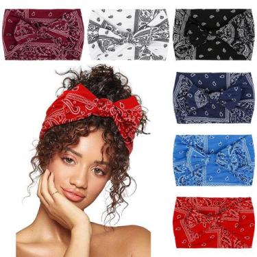 Imagem de Bandanas Huachi Bow para mulheres, 6 pacotes com estampa Boho Pasiley