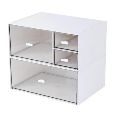 Imagem de Organizador de mesa MILULUGO com 4 gavetas para cosméticos branco