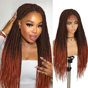 Imagem de Peruca Fancy Hair Ombre Box, cabelo sintético longo trançado