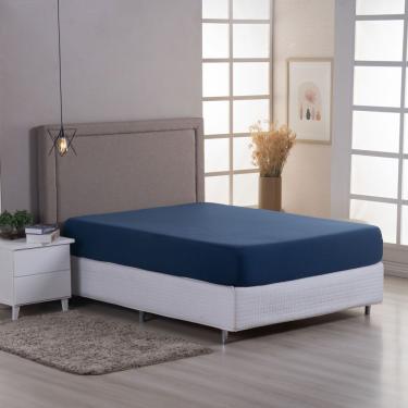 Imagem de Lençol De Baixo Minimal Casal Avulso Com Elástico 01 Peça Malha 100% Algodão - Azul Marinho