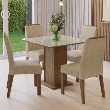 Imagem de Conjunto Sala De Jantar Tampo De Vidro 4 Cadeiras Rustic/crema/imperia