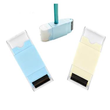 Imagem de GZBABY Apontador de lápis com borracha e rolo, pacote com 2, borrachas 3 em 1 com rolo, artigos de papelaria multifuncionais